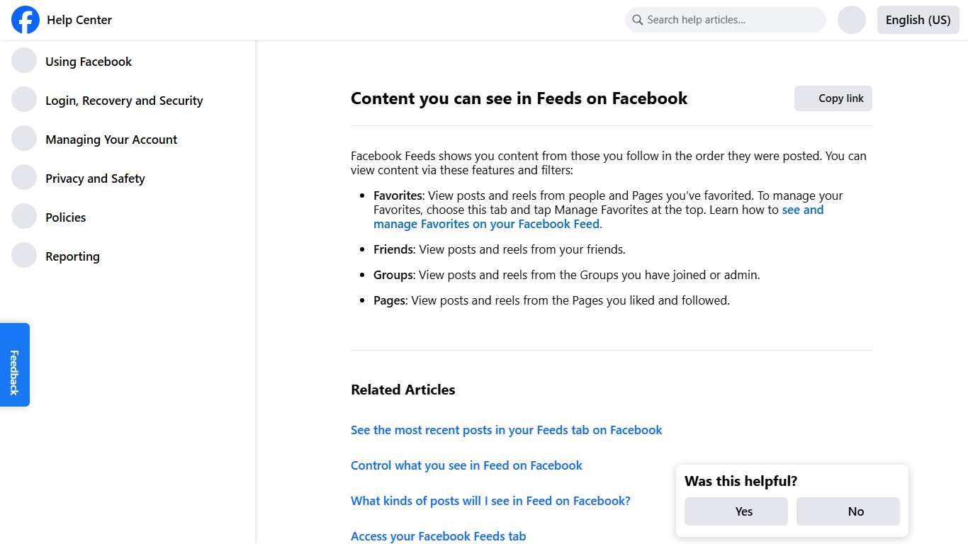 Content you can see in Feeds on Facebook | Facebook Help Center